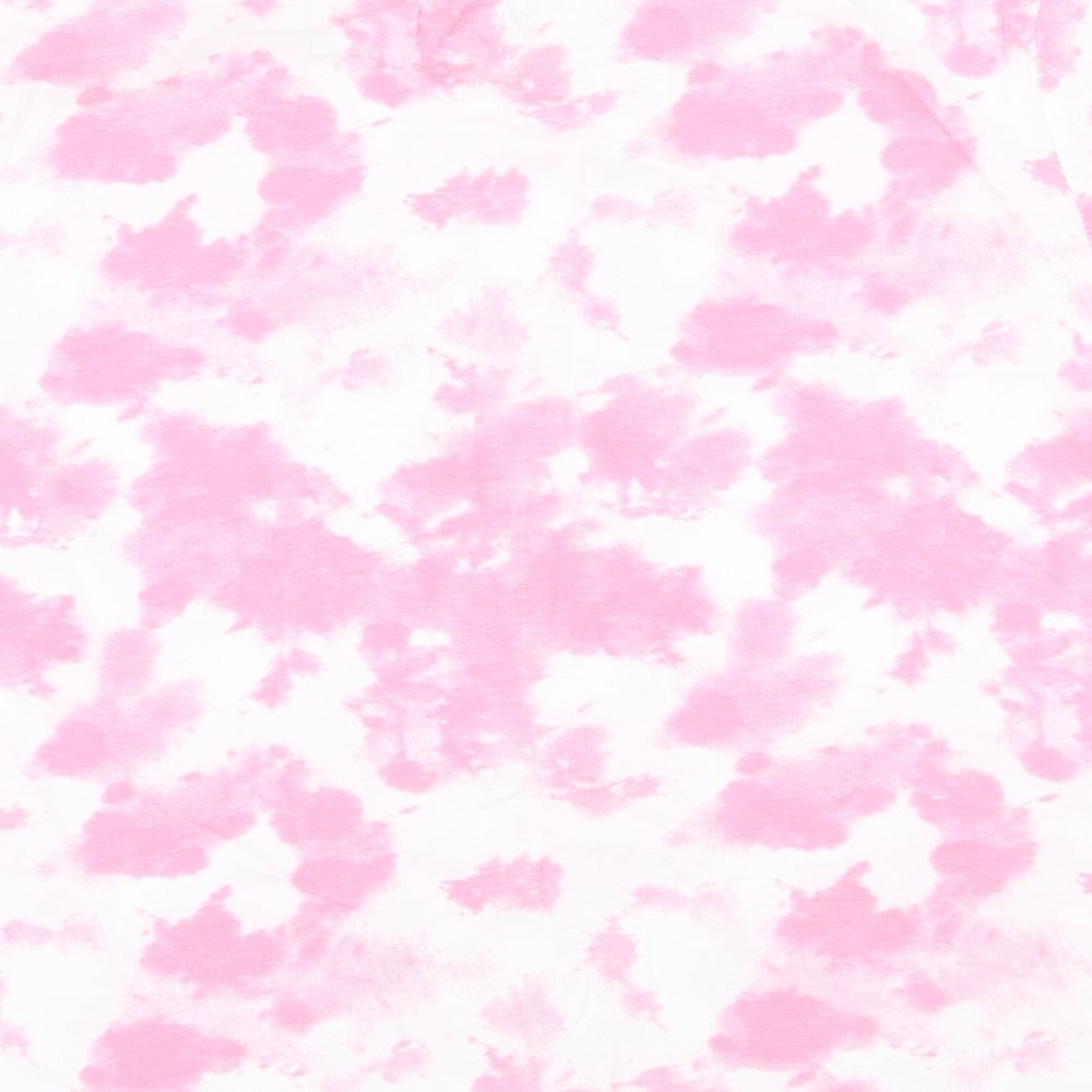 Primark Womens Pink Geometric Polyester Basic T-Shirt Size M Round Neck - Tie Dye
