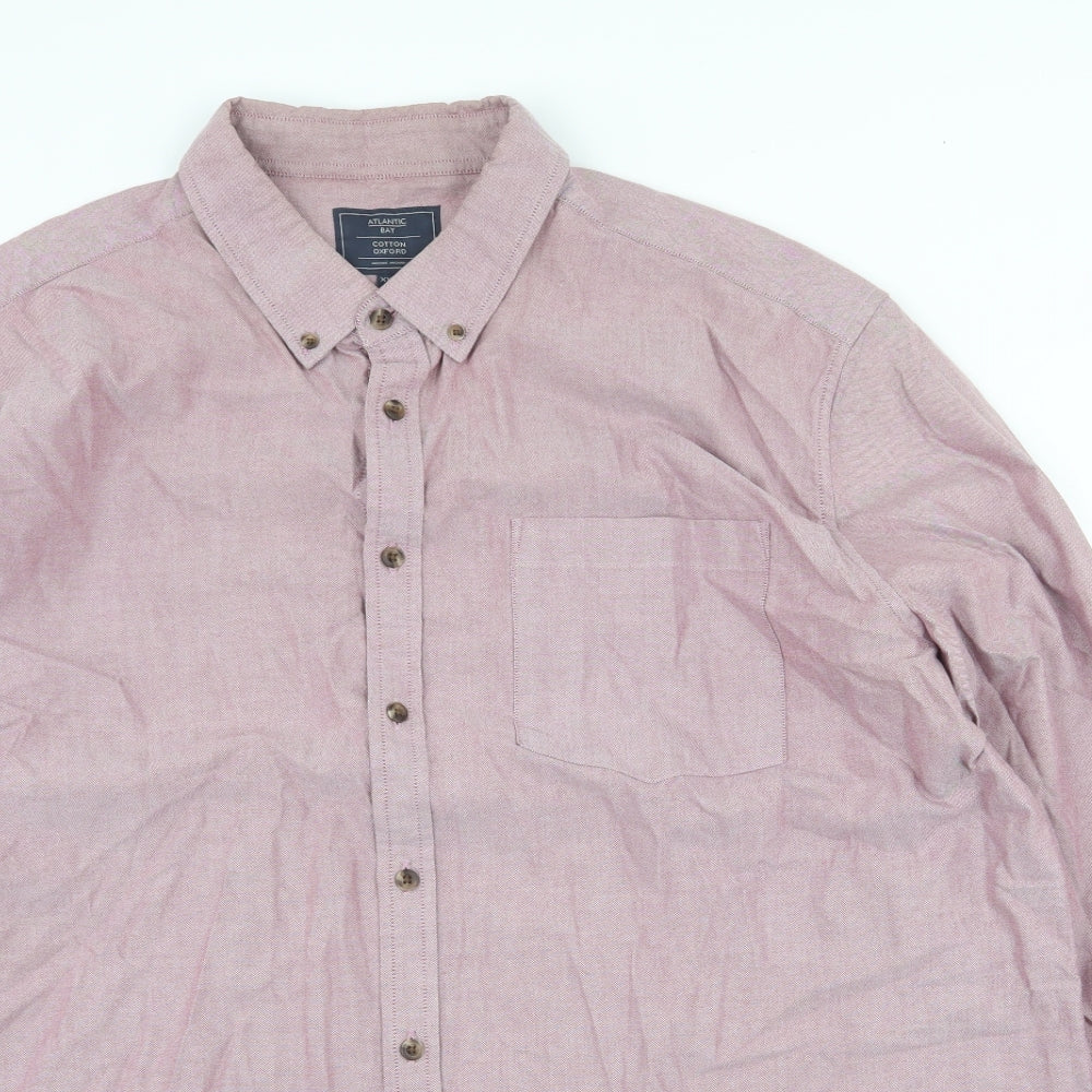 Atlantic Bay Mens Red Cotton Dress Shirt Size 2XL Collared Button
