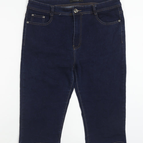 Vidy.L Womens Blue Cotton Skimmer Shorts Size 16 Regular Zip