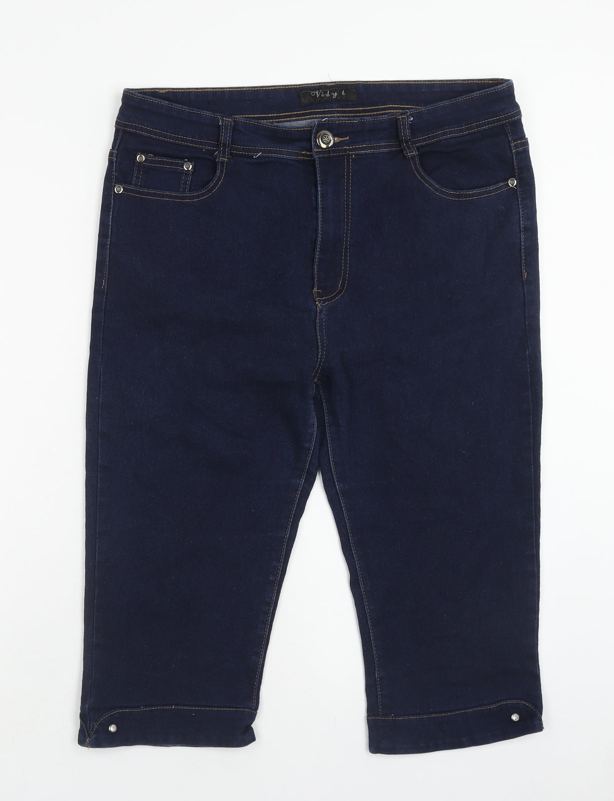 Vidy.L Womens Blue Cotton Skimmer Shorts Size 16 Regular Zip