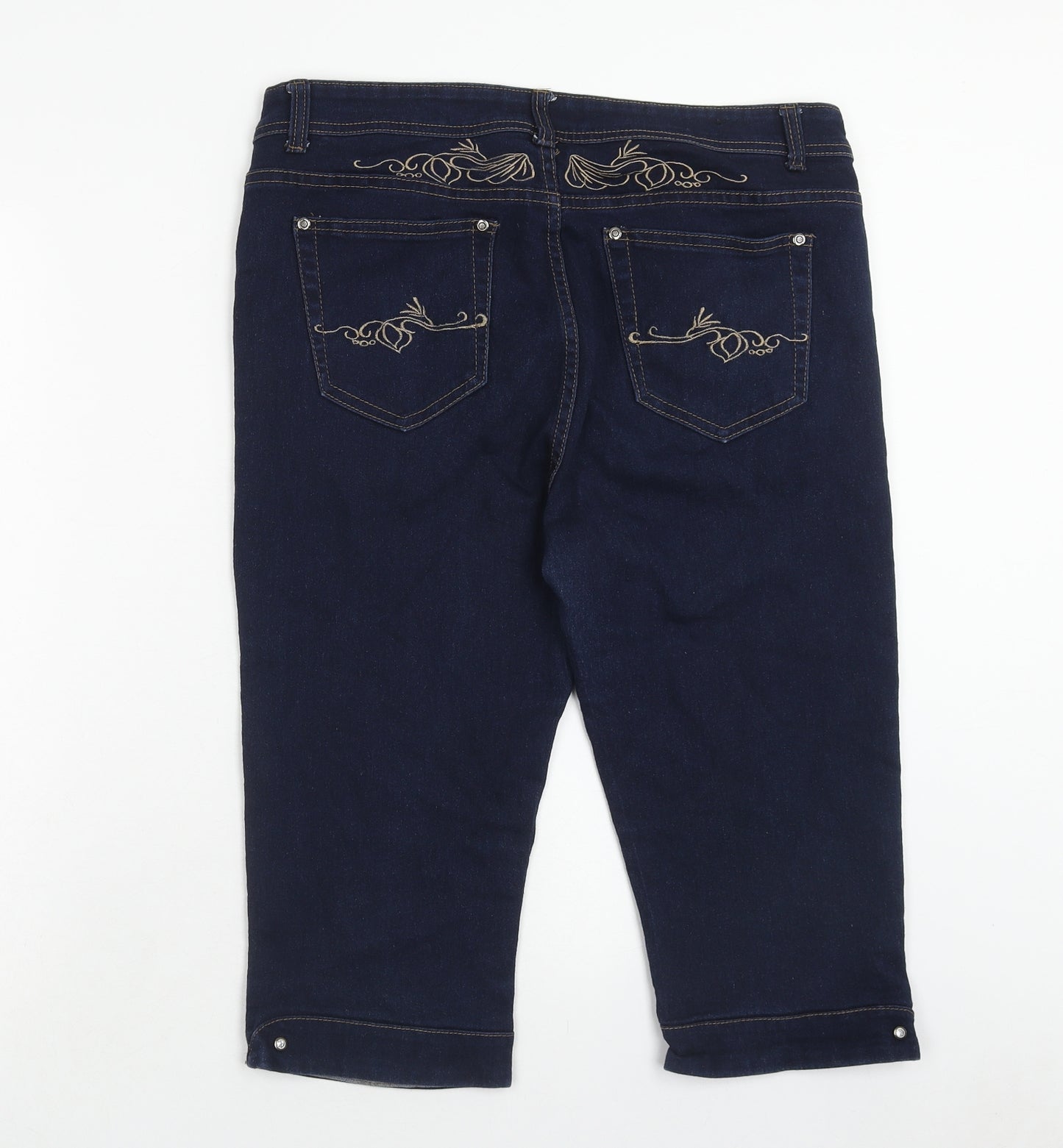 Vidy.L Womens Blue Cotton Skimmer Shorts Size 16 Regular Zip