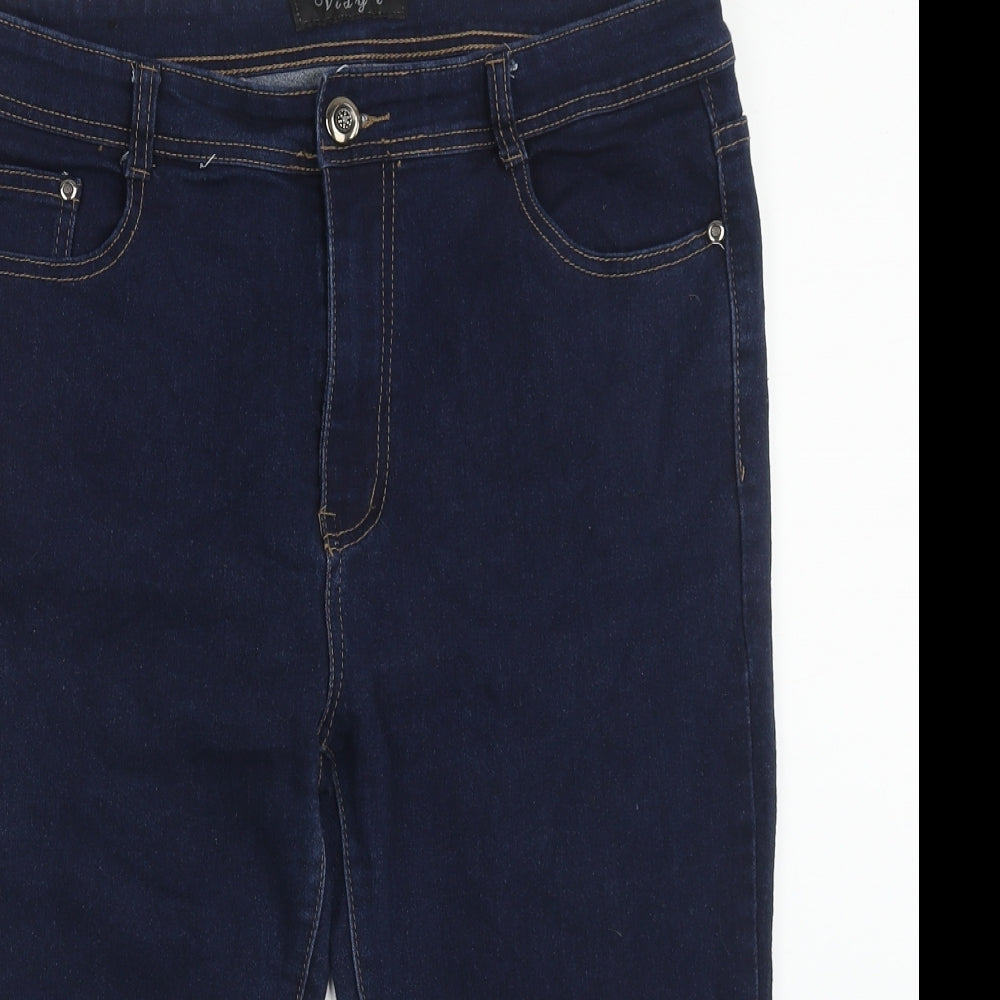 Vidy.L Womens Blue Cotton Skimmer Shorts Size 16 Regular Zip