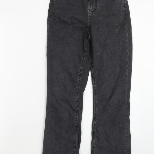 Marks and Spencer Womens Black Cotton Flared Jeans Size 6 Regular Zip - Cropped
