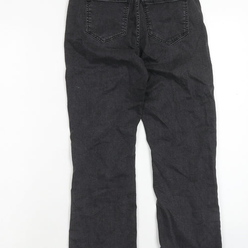 Marks and Spencer Womens Black Cotton Flared Jeans Size 6 Regular Zip - Cropped