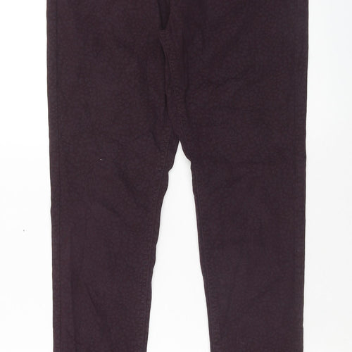 F&F Womens Purple Animal Print Cotton Skinny Jeans Size 10 Regular Zip