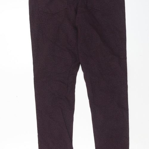 F&F Womens Purple Animal Print Cotton Skinny Jeans Size 10 Regular Zip