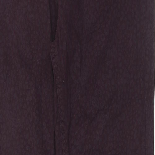 F&F Womens Purple Animal Print Cotton Skinny Jeans Size 10 Regular Zip