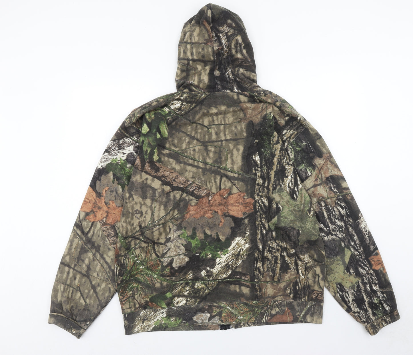 Country Wear Mens Green Camouflage Cotton Full Zip Hoodie Size XL