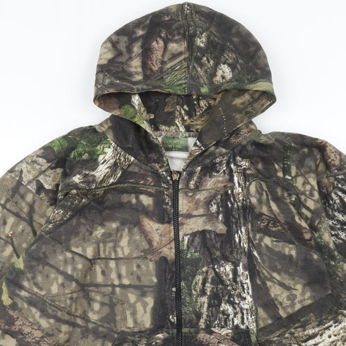 Country Wear Mens Green Camouflage Cotton Full Zip Hoodie Size XL