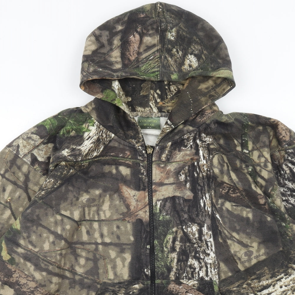 Country Wear Mens Green Camouflage Cotton Full Zip Hoodie Size XL