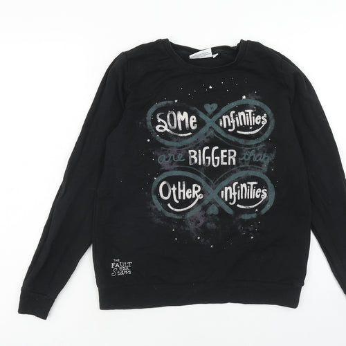 Atmosphere Womens Black Cotton Pullover Sweatshirt Size 8 Pullover