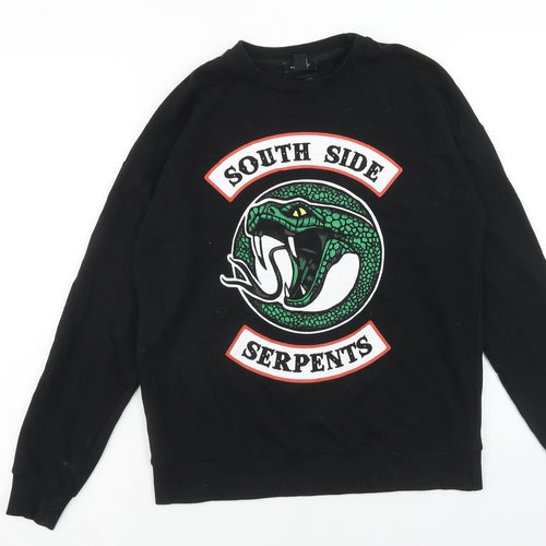 New Look Womens Black Cotton Pullover Sweatshirt Size S Pullover
