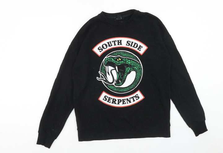 New Look Womens Black Cotton Pullover Sweatshirt Size S Pullover
