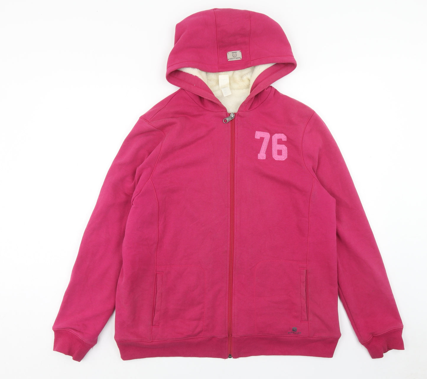 Oxylane Womens Pink Cotton Full Zip Hoodie Size XL Zip