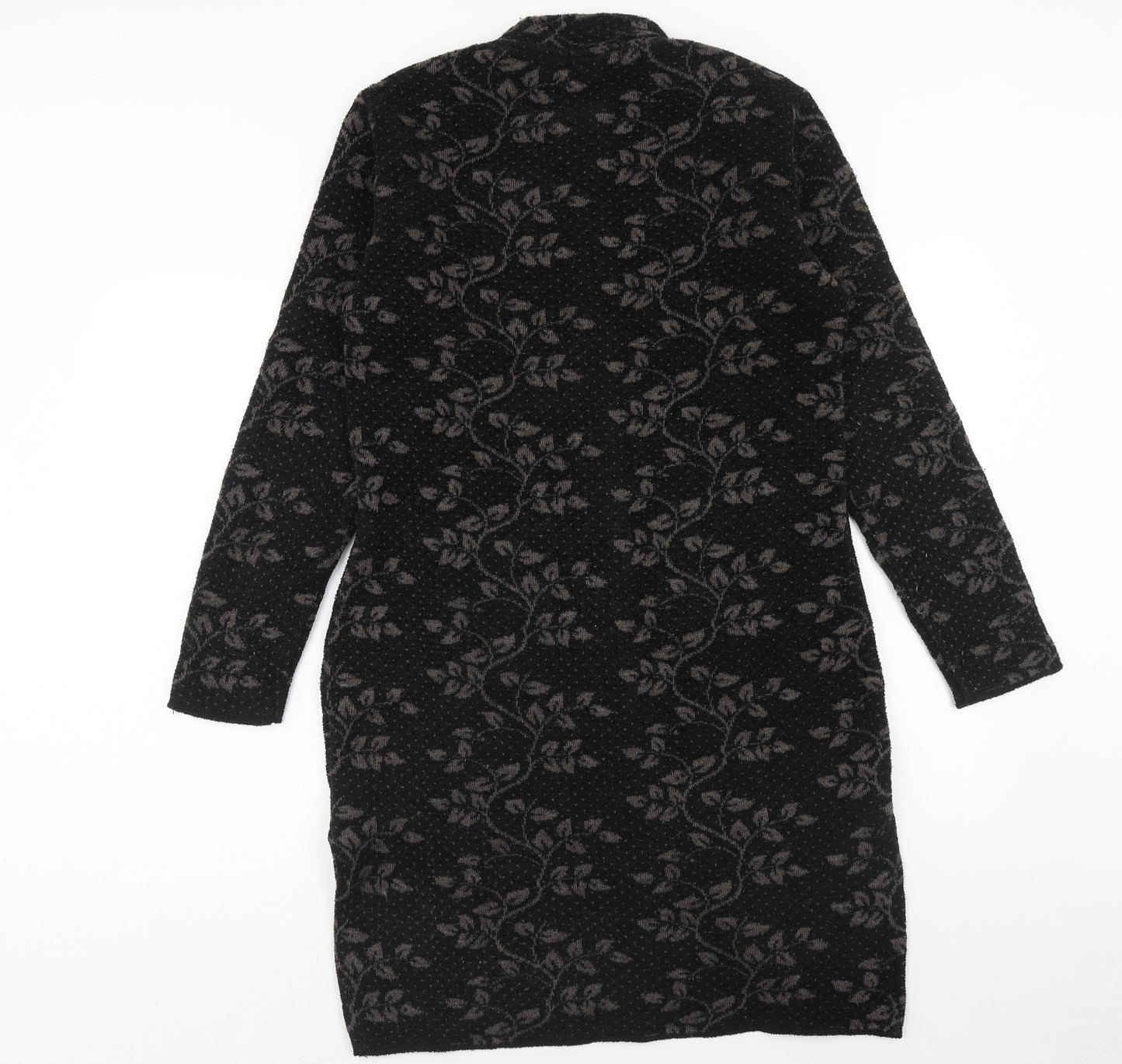 Reflect Womens Black Round Neck Floral Polyester Cardigan Jumper Size S - Size S-M