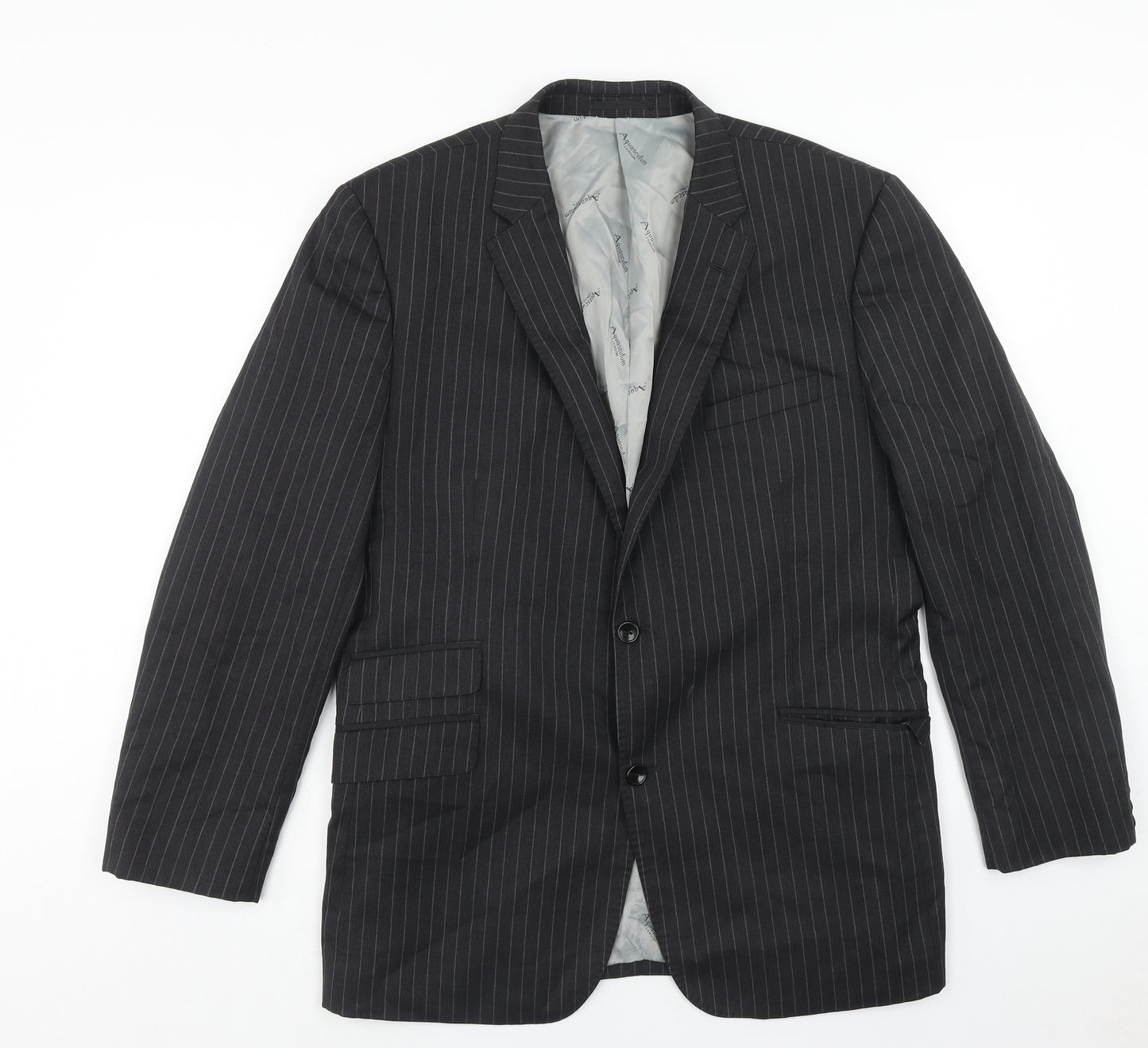Aquascutum Mens Black Striped Wool Jacket Blazer Size 44