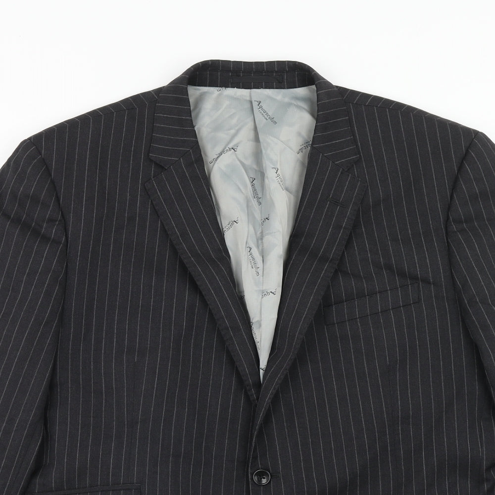 Aquascutum Mens Black Striped Wool Jacket Blazer Size 44