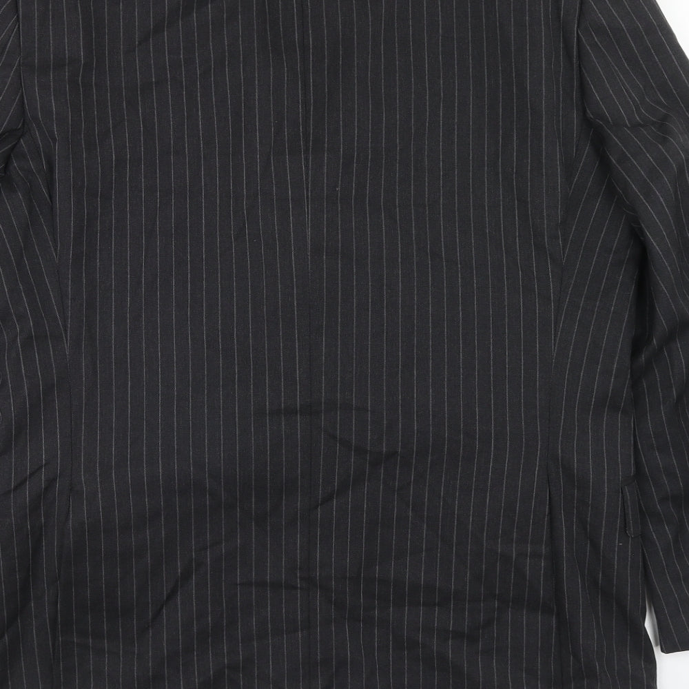 Aquascutum Mens Black Striped Wool Jacket Blazer Size 44