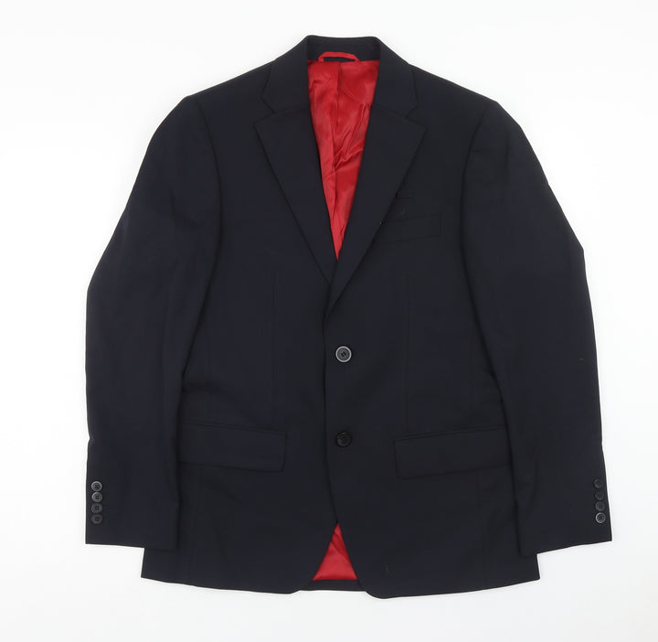 Preworn Mens Blue Wool Jacket Blazer Size 36