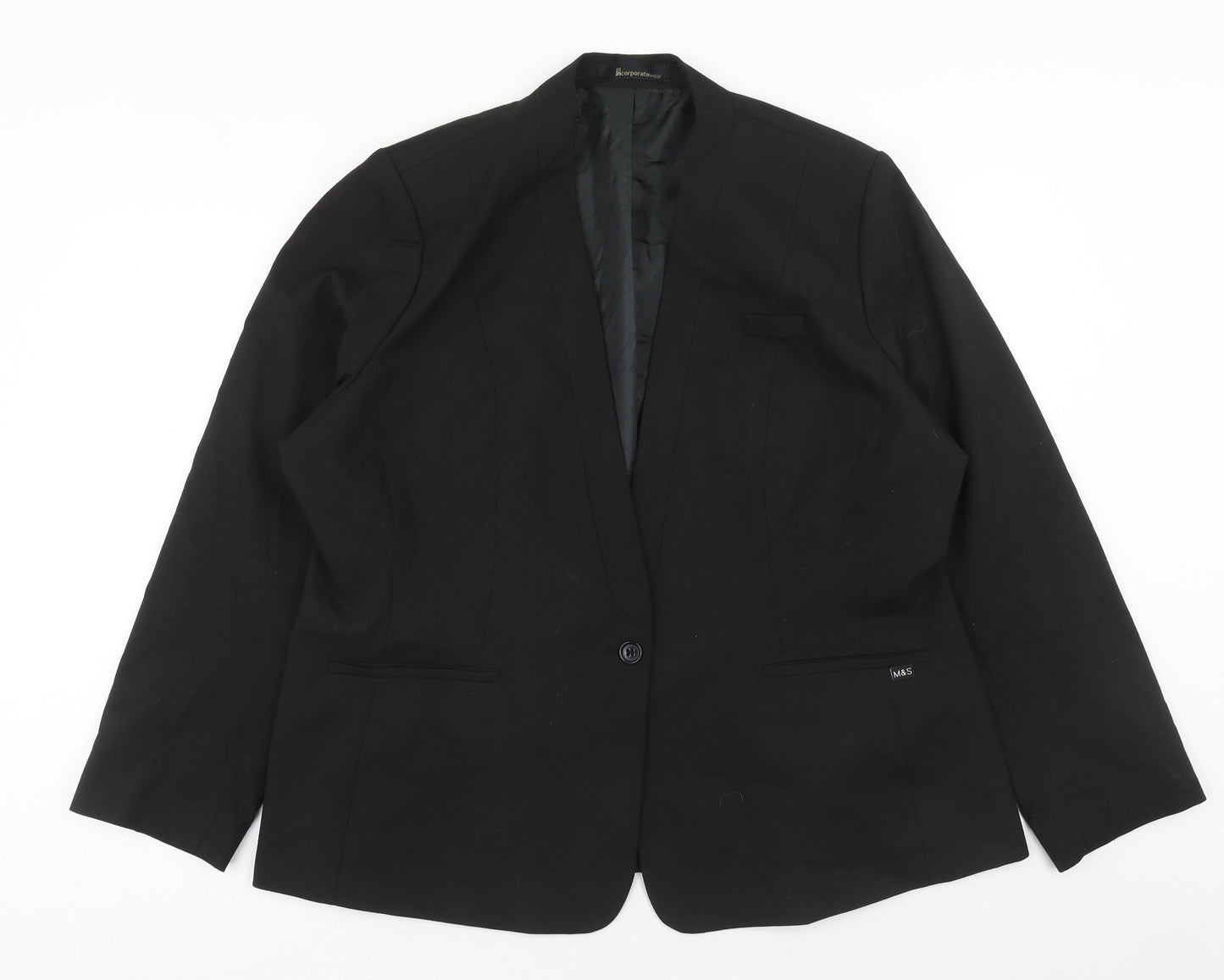 Marks and Spencer Womens Black Jacket Blazer Size 22 Button