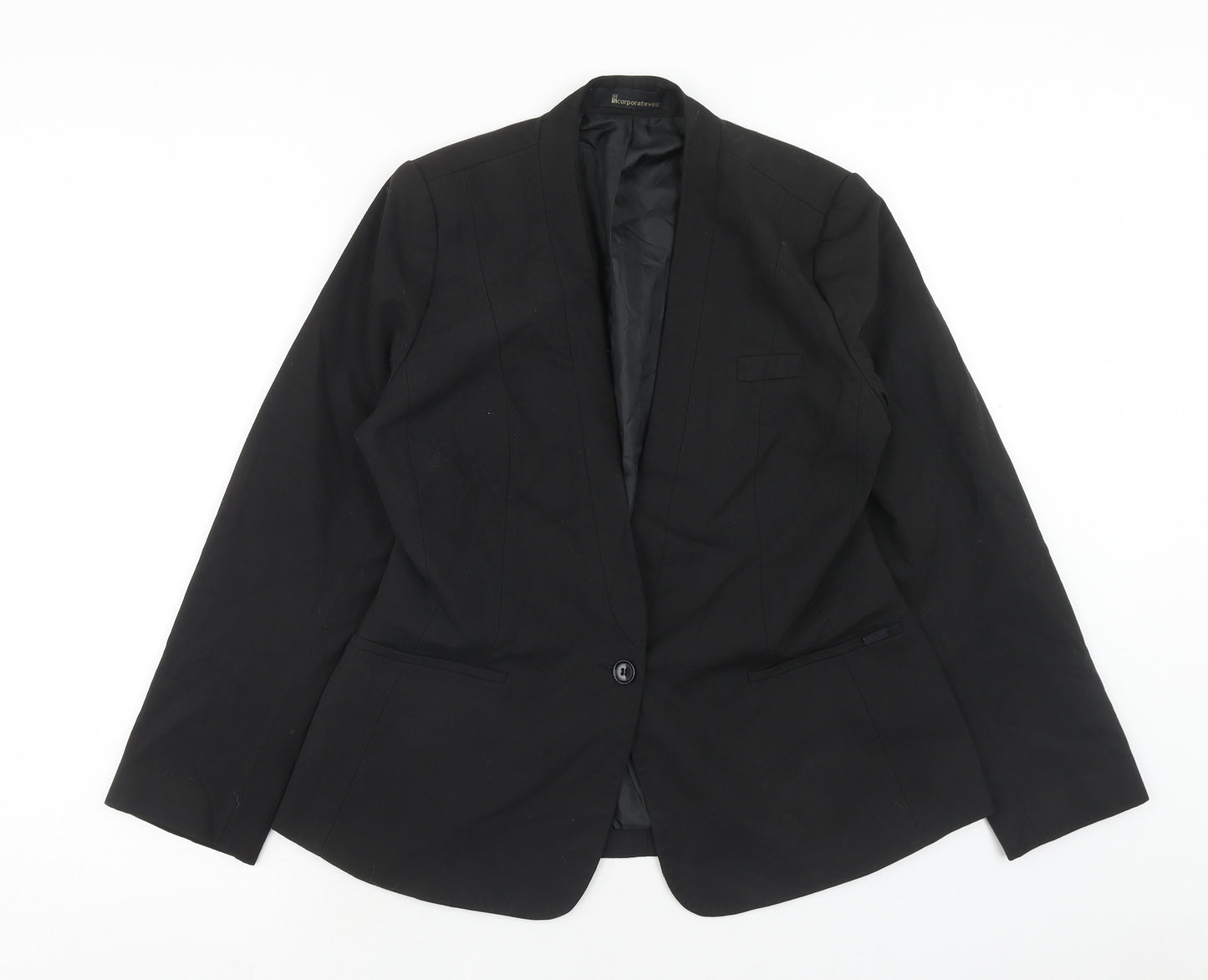 Marks and Spencer Womens Black Jacket Blazer Size 12 Button