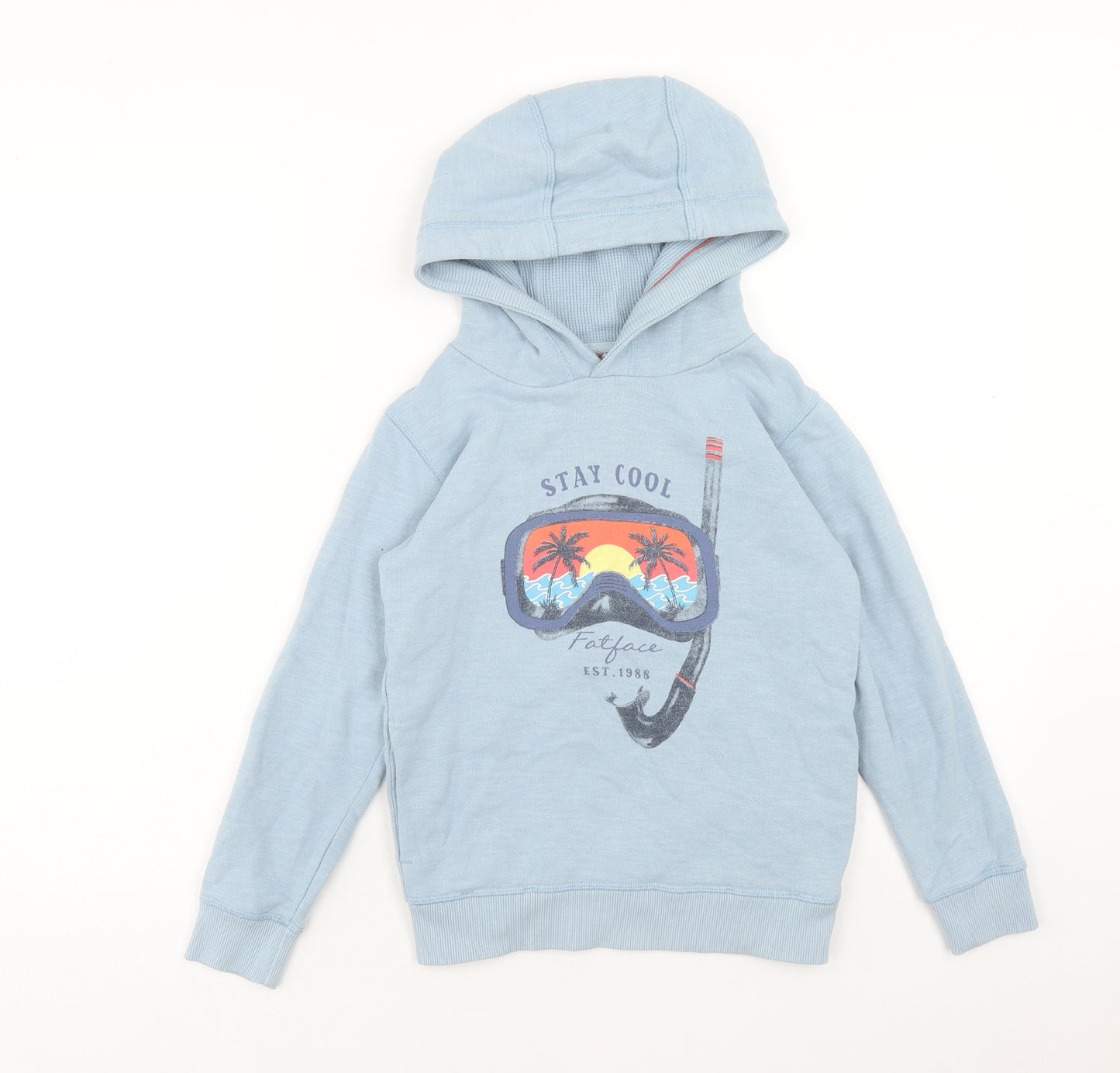Fat Face Boys Blue Cotton Pullover Hoodie Size 6-7 Years Pullover - Stay Cool