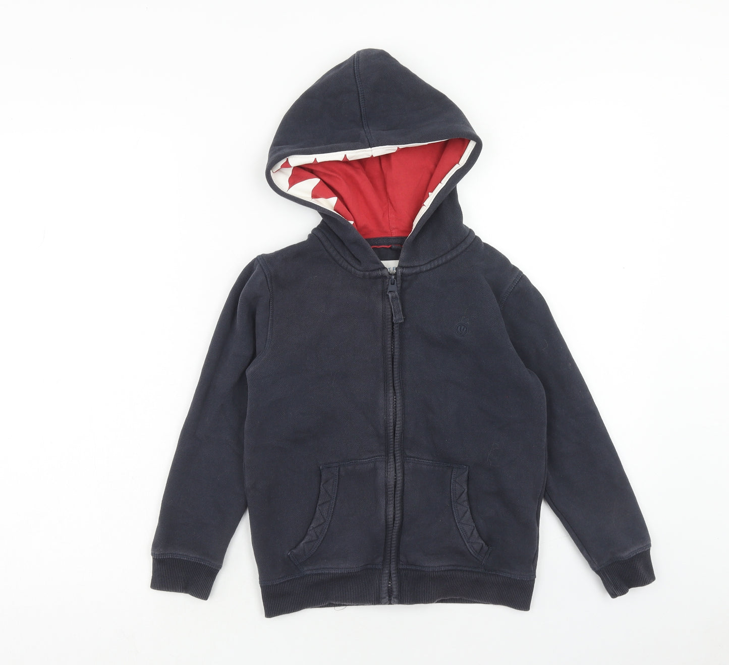 Fat Face Boys Blue Cotton Full Zip Hoodie Size 6-7 Years Zip