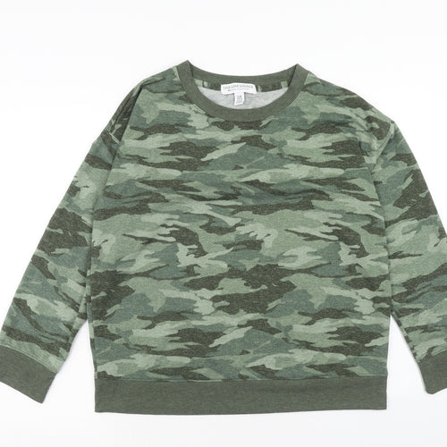 Karen Neuburger Womens Green Camouflage Polyester Pullover Sweatshirt Size L Pullover