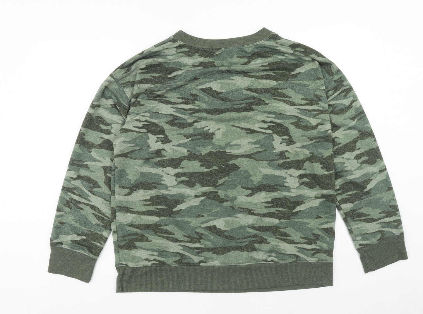 Karen Neuburger Womens Green Camouflage Polyester Pullover Sweatshirt Size L Pullover