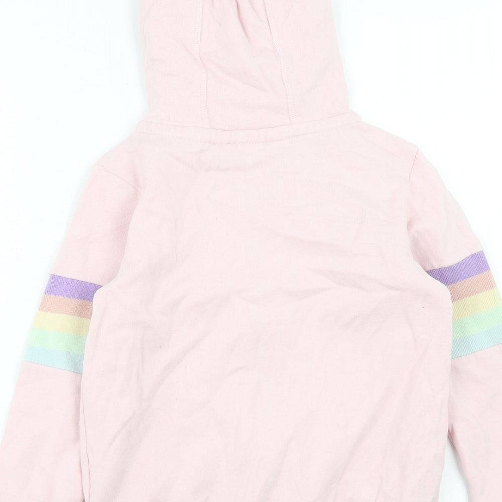NEXT Girls Pink Striped Cotton Full Zip Hoodie Size 6 Years Zip
