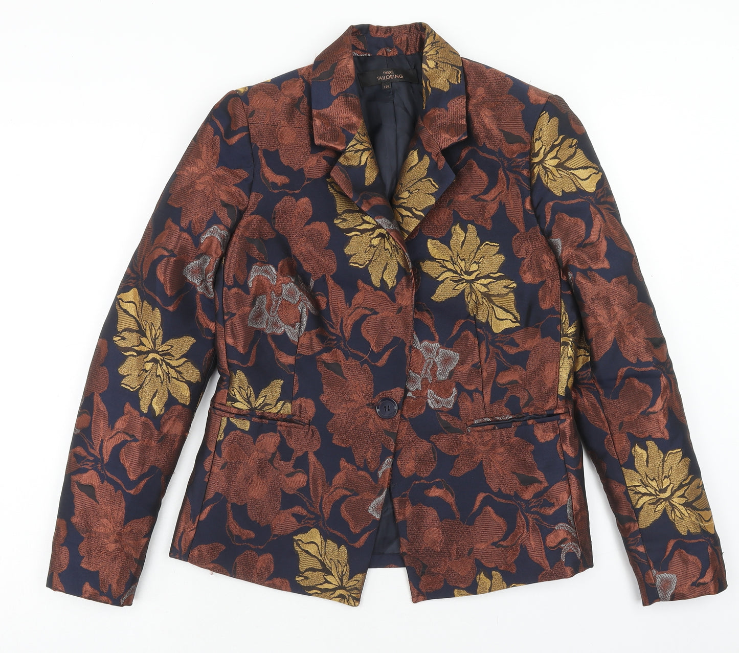 necxt Womens Multicoloured Floral Jacket Blazer Size 12 Button