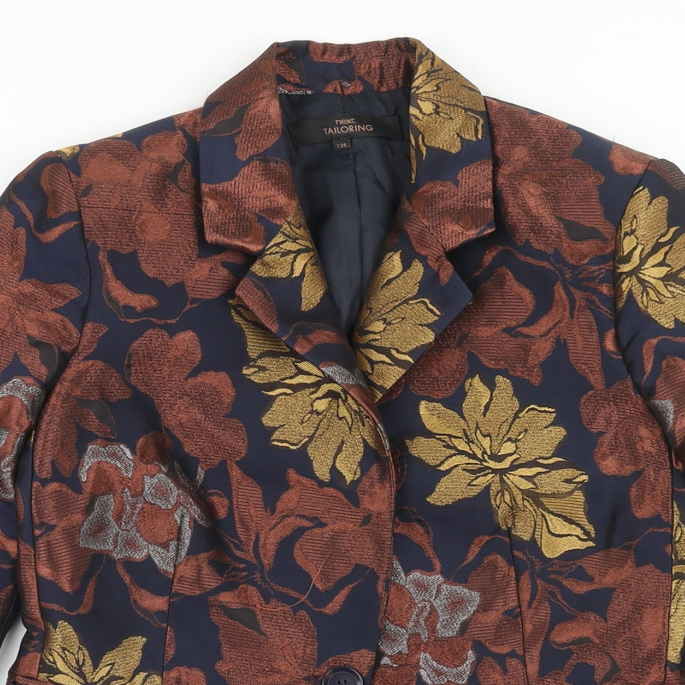 necxt Womens Multicoloured Floral Jacket Blazer Size 12 Button