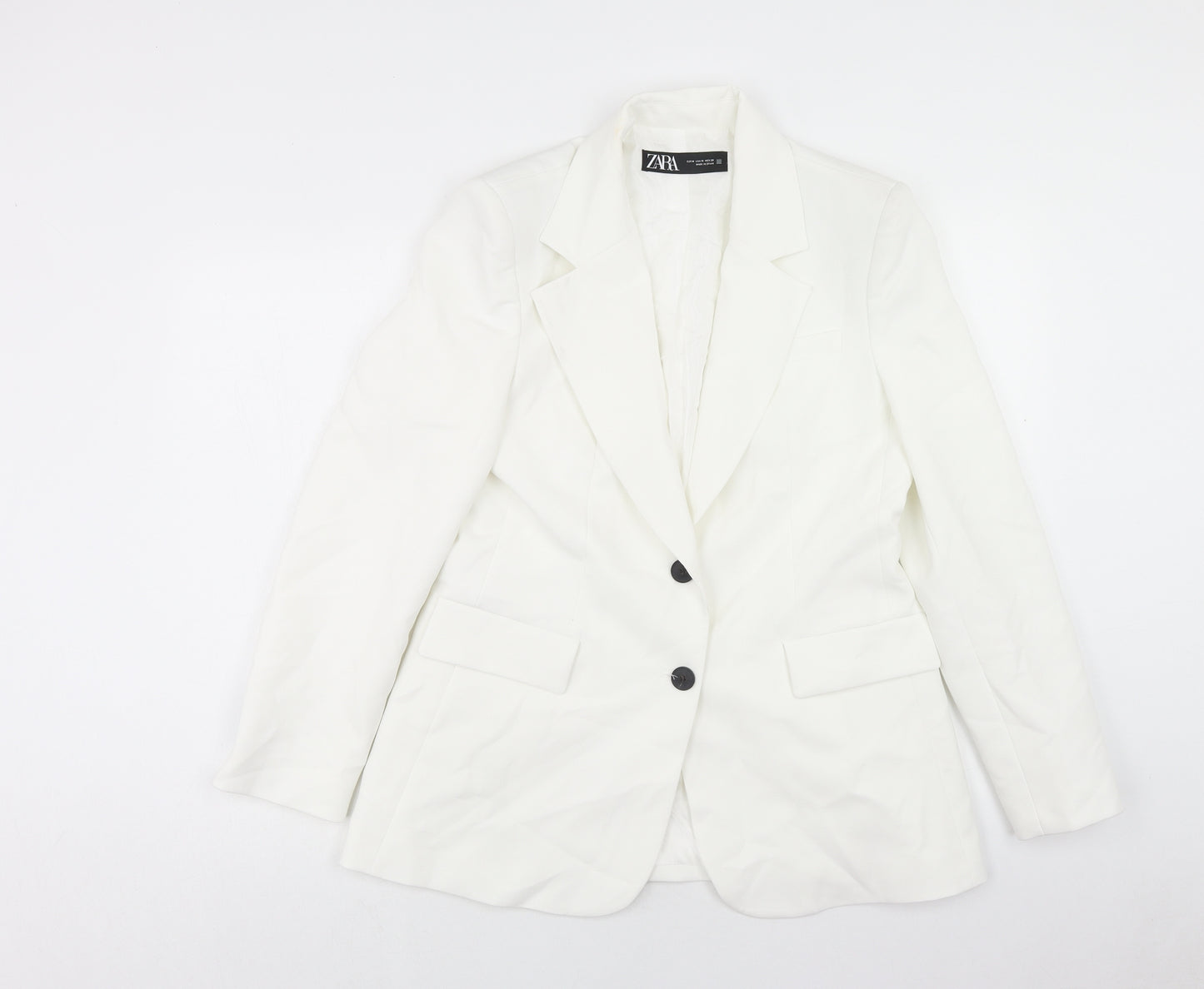 Zara Womens White Jacket Blazer Size M Button