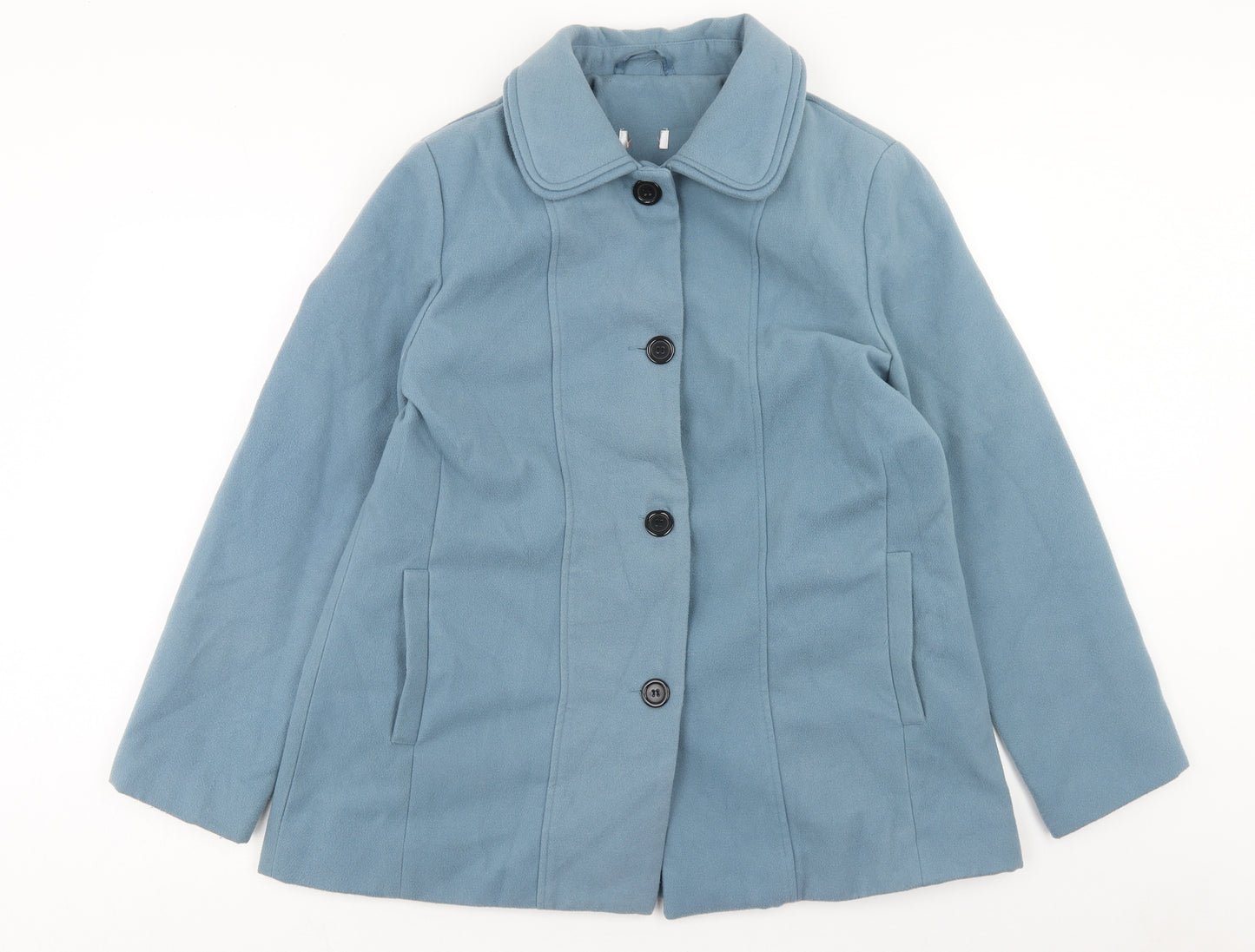 Preworn Womens Blue Pea Coat Coat Size 16 Button