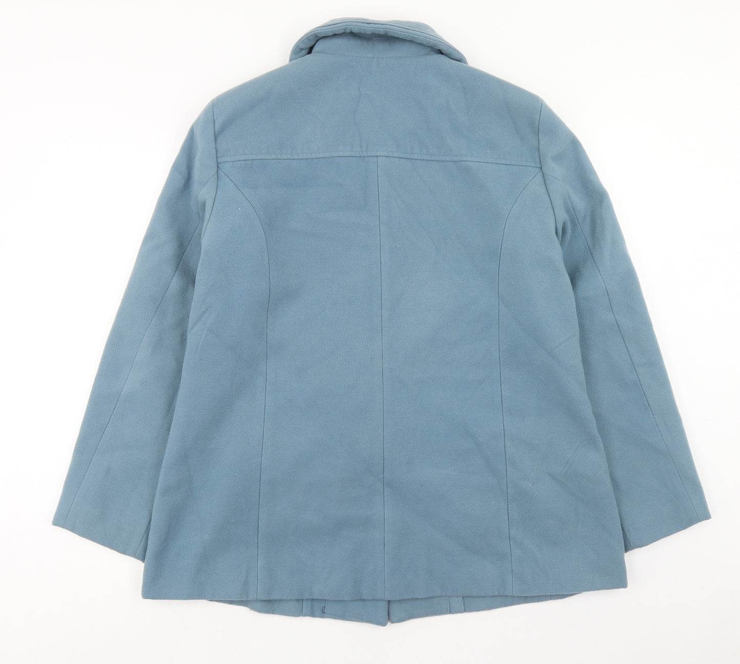Preworn Womens Blue Pea Coat Coat Size 16 Button