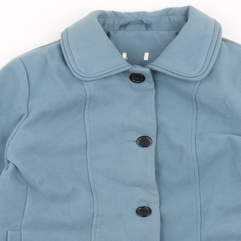 Preworn Womens Blue Pea Coat Coat Size 16 Button