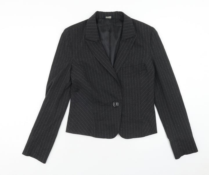 Full Circle Womens Grey Striped Jacket Blazer Size 10 Button