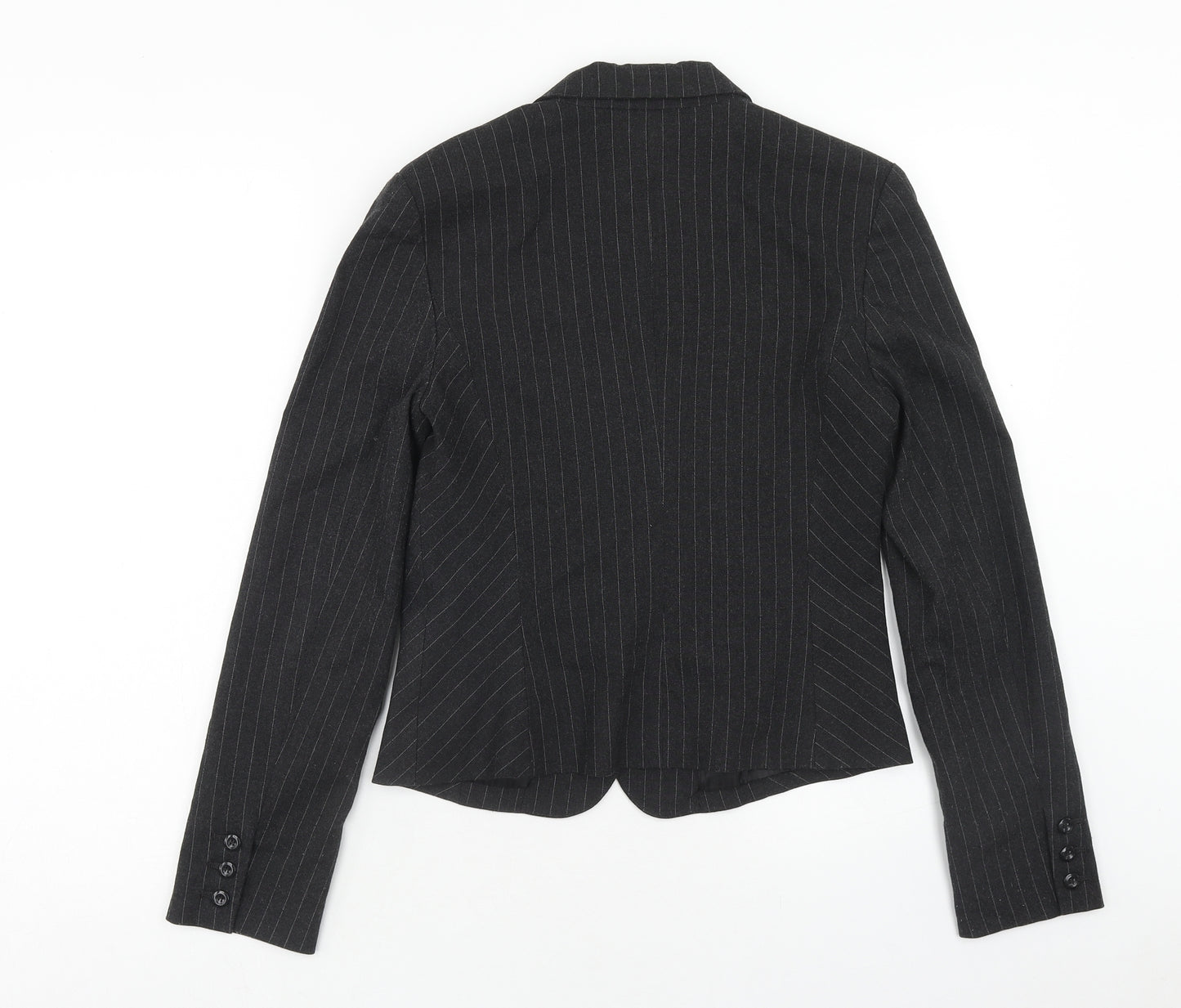 Full Circle Womens Grey Striped Jacket Blazer Size 10 Button