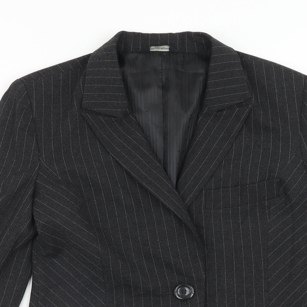 Full Circle Womens Grey Striped Jacket Blazer Size 10 Button