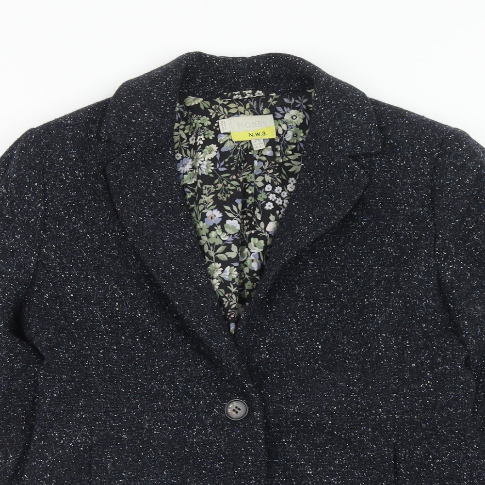 Hobbs Womens Blue Jacket Blazer Size 10 Button