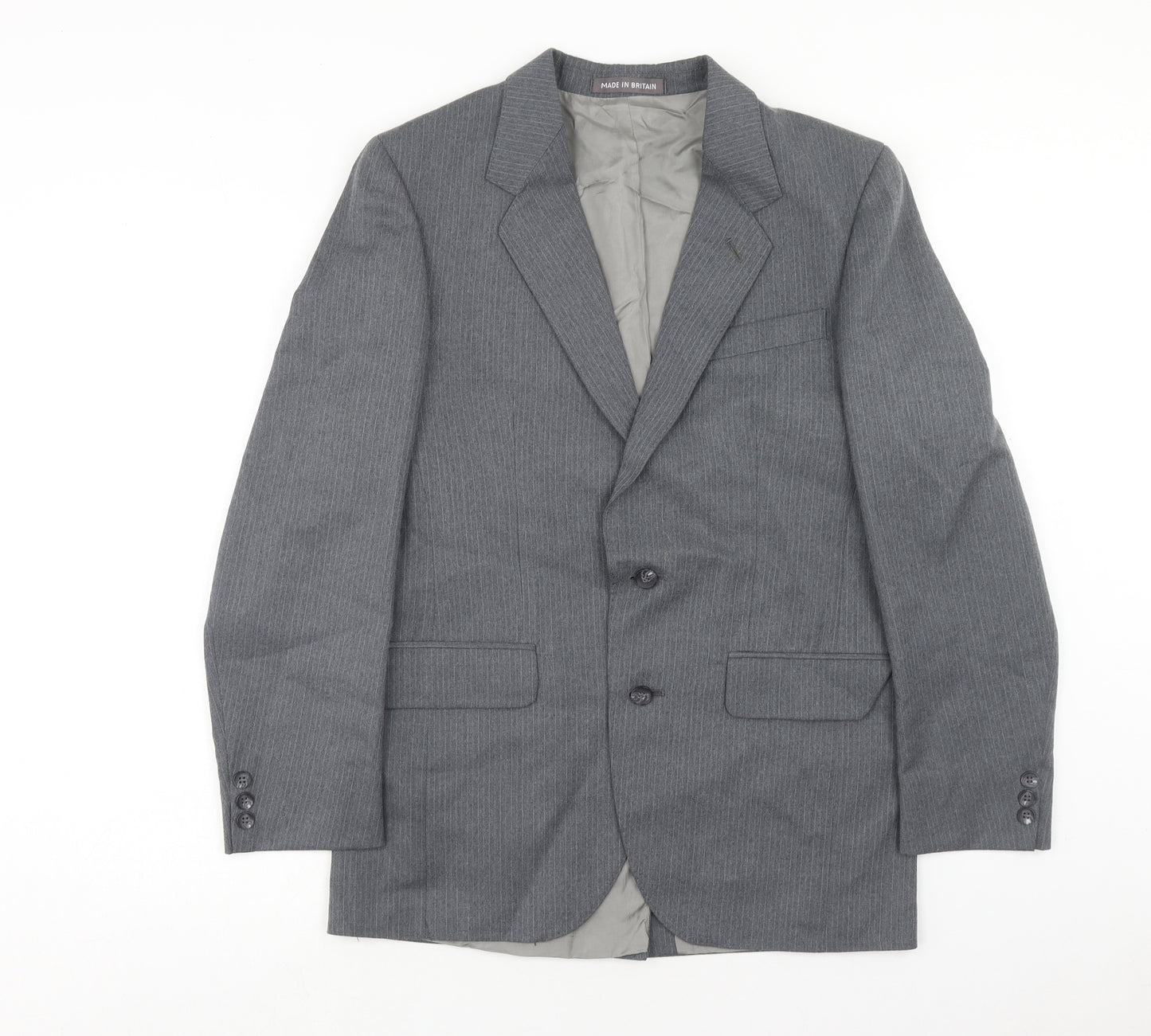 Dunn & Co Mens Grey Striped Wool Jacket Blazer Size 36