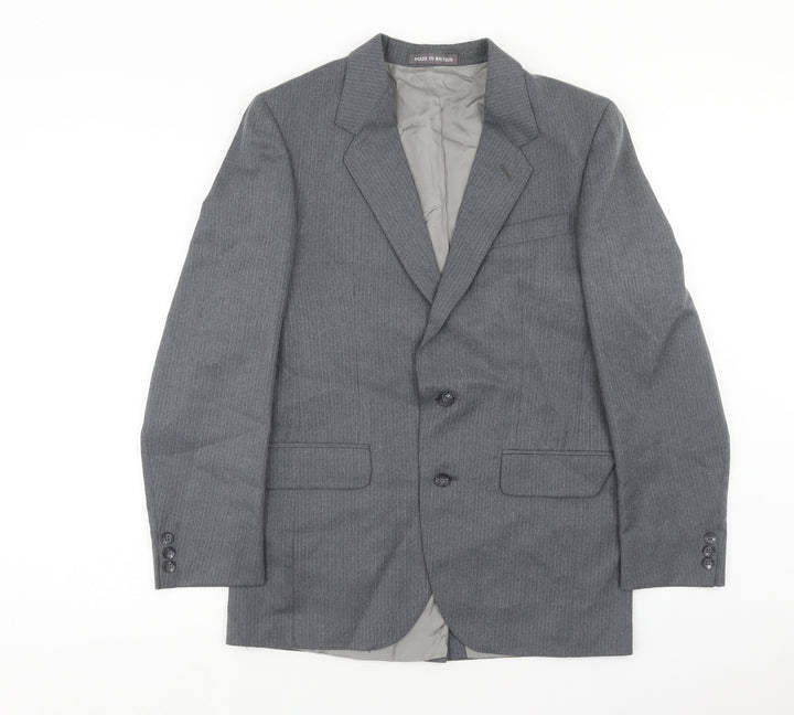 Dunn & Co Mens Grey Striped Wool Jacket Blazer Size 36