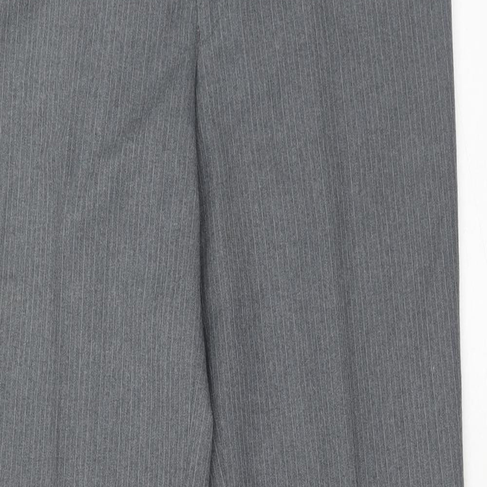 Preworn Mens Grey Wool Dress Pants Trousers Size 32 in Regular Hook & Eye