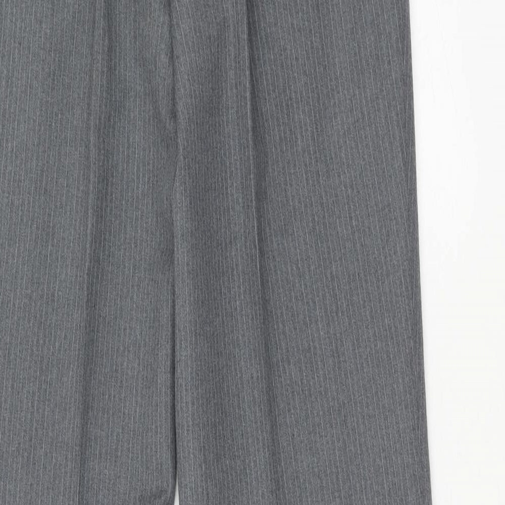 Preworn Mens Grey Wool Dress Pants Trousers Size 32 in Regular Hook & Eye