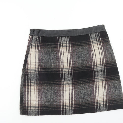 F&F Womens Multicoloured Plaid Polyester A-Line Skirt Size 12 Zip