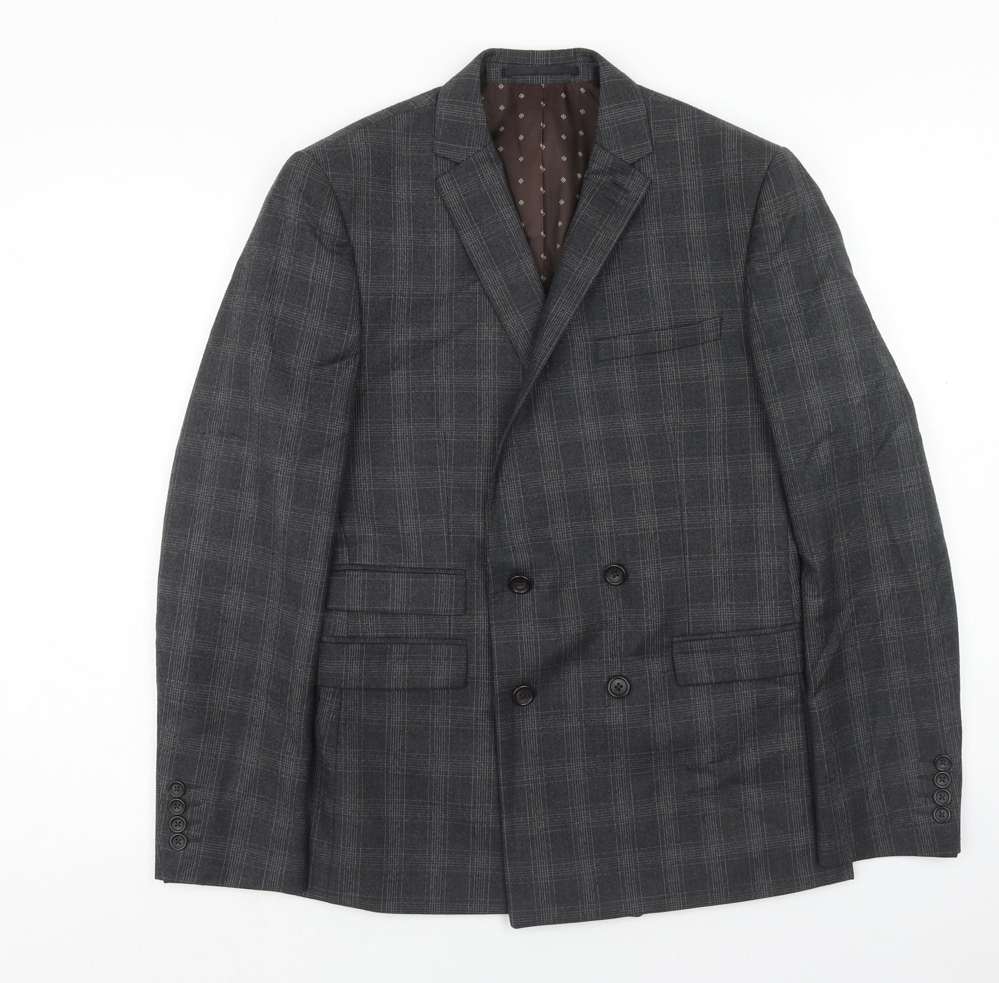 NEXT Mens Grey Plaid Wool Jacket Blazer Size 40