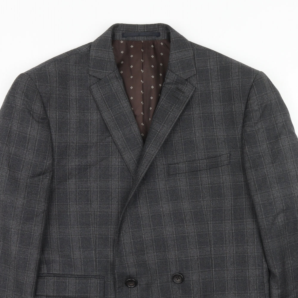 NEXT Mens Grey Plaid Wool Jacket Blazer Size 40