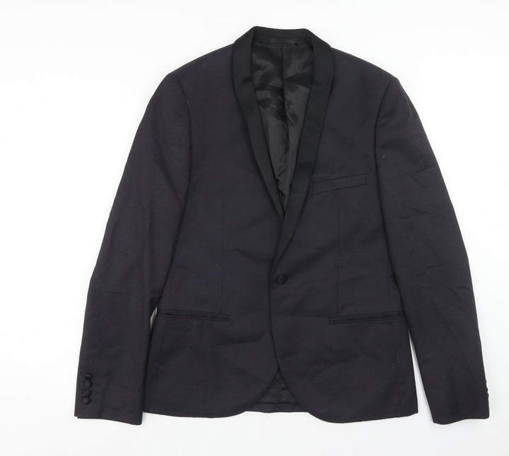 Topman Mens Blue Wool Jacket Blazer Size 40
