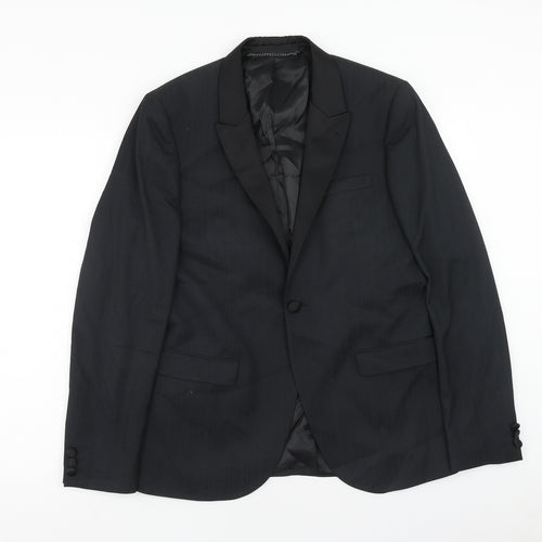 Topman Mens Black Polyester Jacket Blazer Size 40