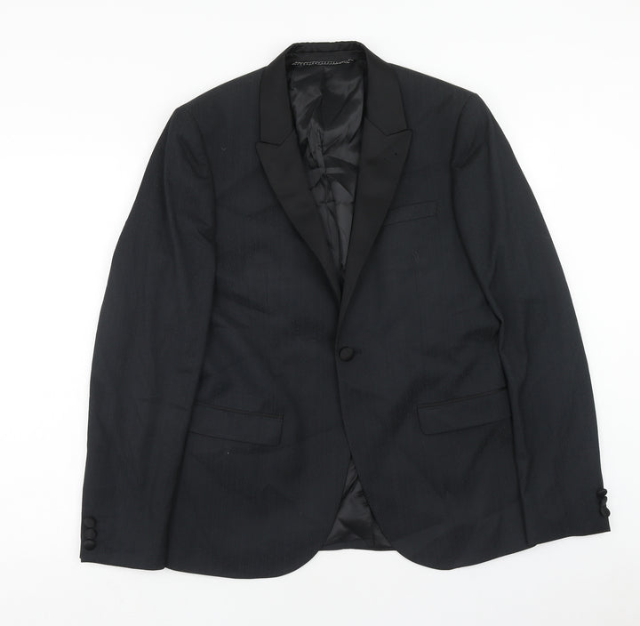Topman Mens Black Polyester Jacket Blazer Size 40